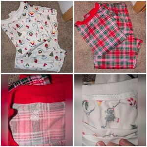 Women's Pajamas Set - Festive Red and Cream